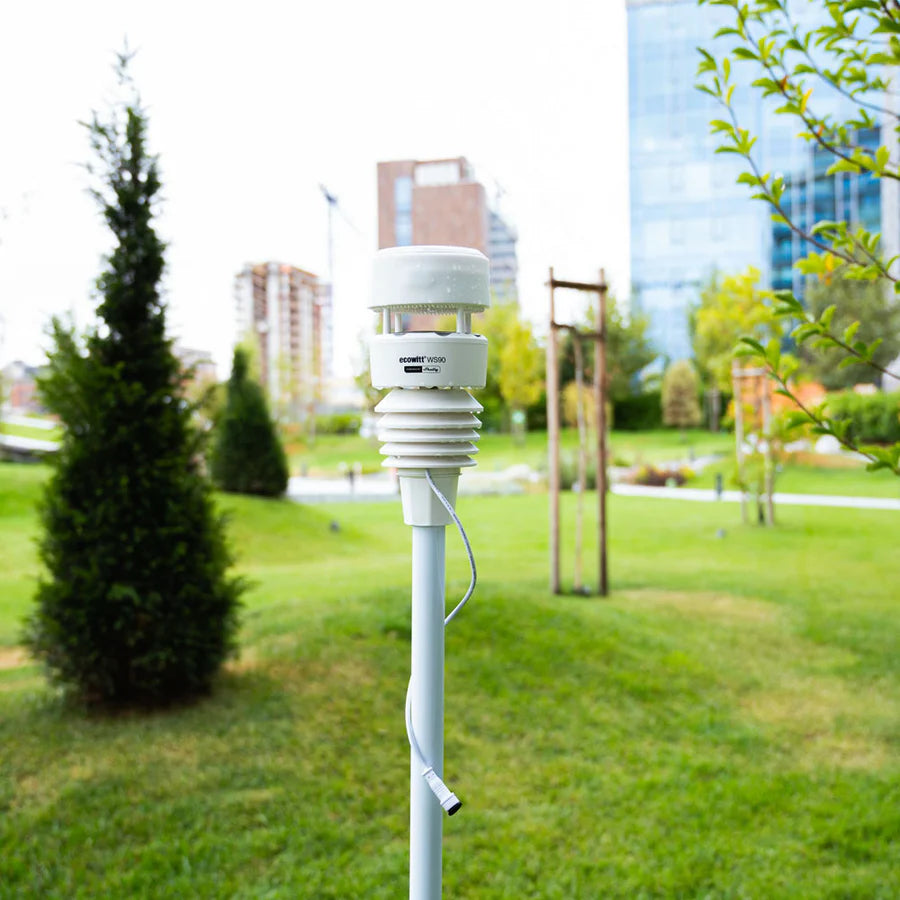 Ecowitt WS90 7-in-1 Wetterstation Sensor-Array Ultraschall-Wind Piezo-Regen Solarstrahlung UV Shelly