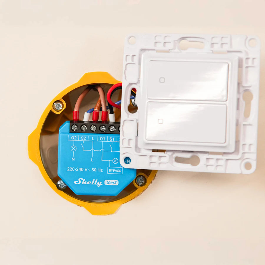 Shelly 2L Gen3 WLAN Smart Schalter No-Neutral Dual mit Bluetooth Matter und Bypass Shelly
