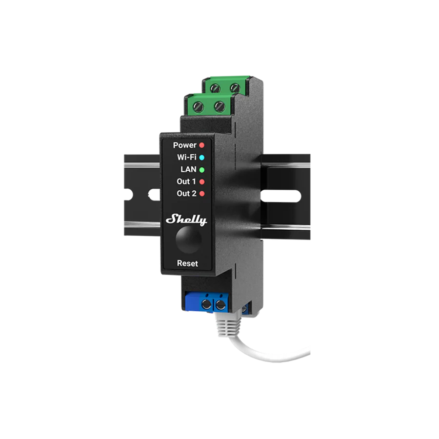 Shelly Pro 2PM DIN-Schienen 2-Kanal Relais mit Leistungsmessung WLAN LAN Bluetooth Shelly