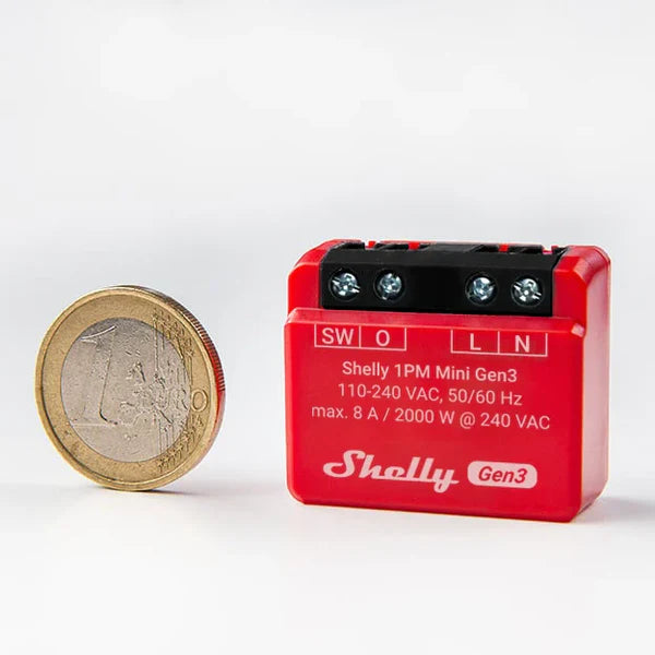 Shelly 1PM Mini Gen3 WLAN Smart Relais mit Leistungsmessung Bluetooth Shelly
