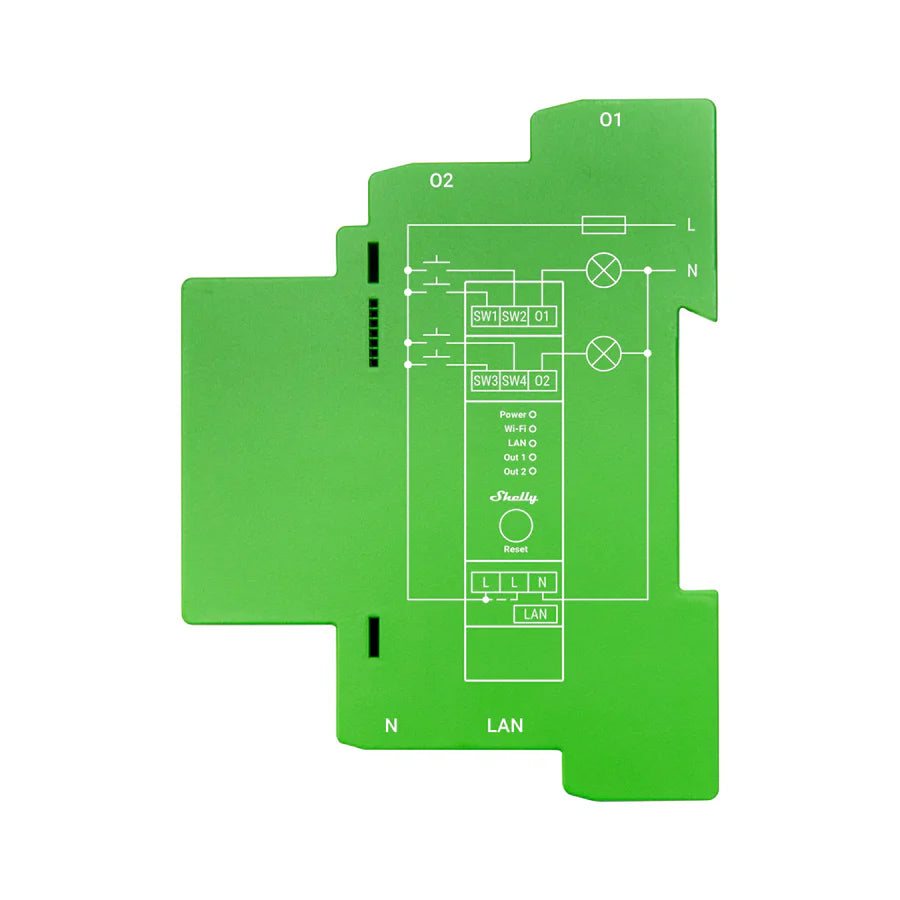 Shelly Pro Dimmer 2PM DIN-Schienen 2-Kanal Smart-Dimmer mit Leistungsmessung WLAN LAN Bluetooth Shelly